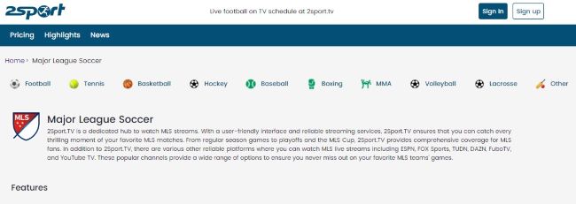 Soccer MLS streaming